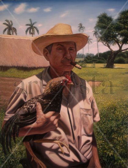 Guajiro Cubano Óleo Lienzo Retrato