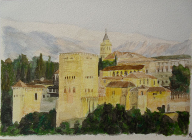 Alhambra de Granada Acuarela Papel Paisaje