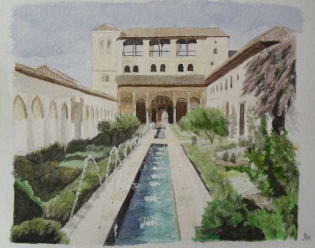 Generalife Acuarela Papel Paisaje