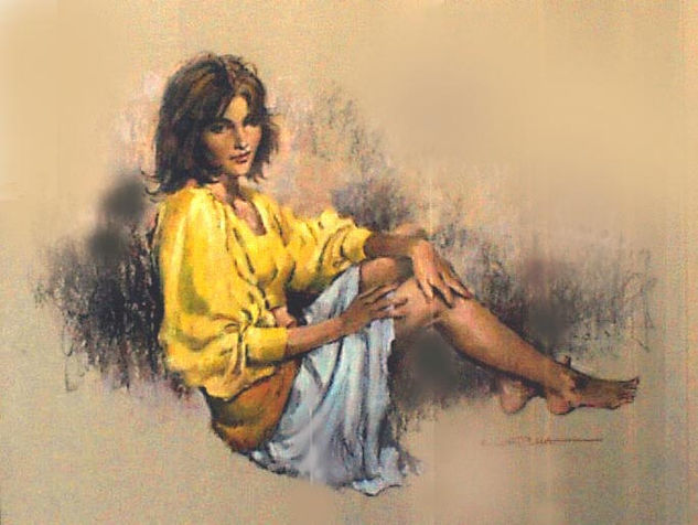 amarillos Oil Paper Figure Painting