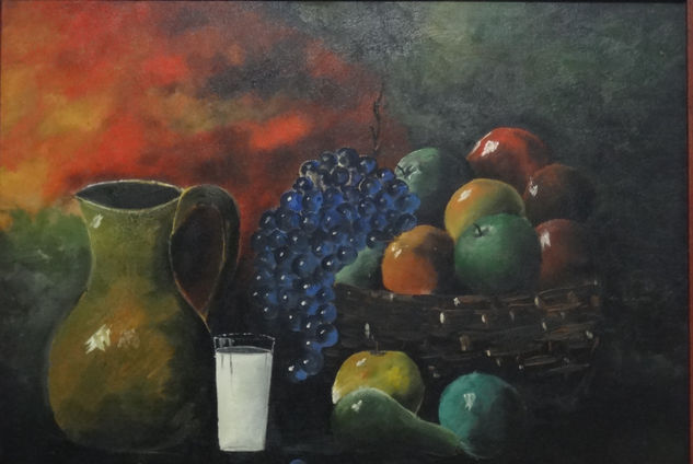 El vaso de leche Oil Canvas Still Life Paintings