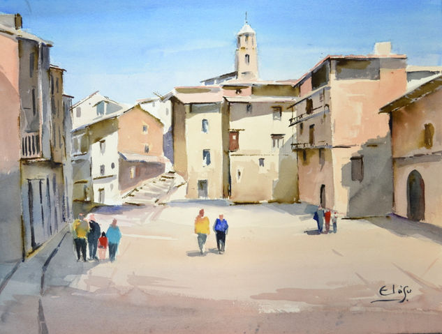 Plaza de Albarracín Watercolour Paper Landscaping