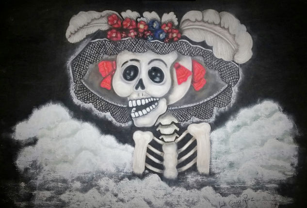 La Catrina Pastel Card Figure Painting