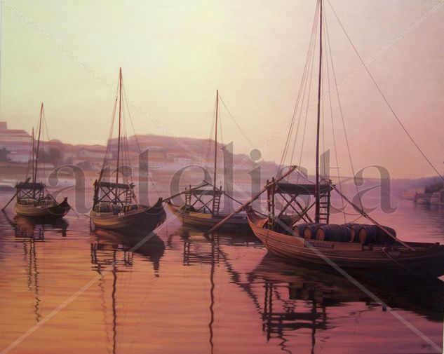 Barcos de vino Óleo Lienzo Marina