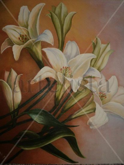 azucenas Oil Canvas Floral Painting