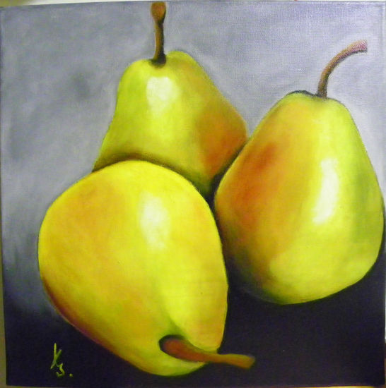 3 Peras Oil Textile Still Life Paintings