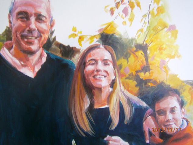 Tres en familia Oil Canvas Portrait