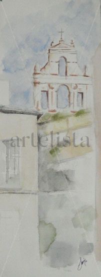 Espadaña en Sevilla Acuarela Papel Paisaje