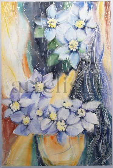 Flores azules Watercolour Paper Floral Painting