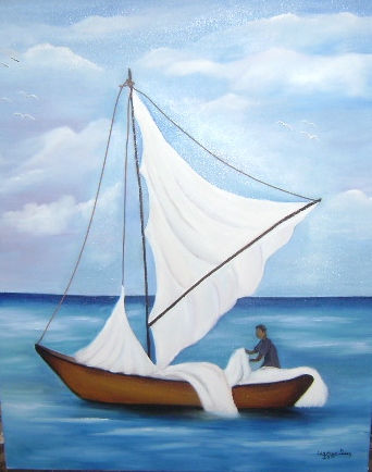 Pescador Oil Textile Marine Painting