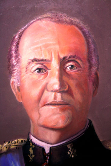 JUAN CARLOS 1 REY DE ESPAÑA Oil Canvas Portrait