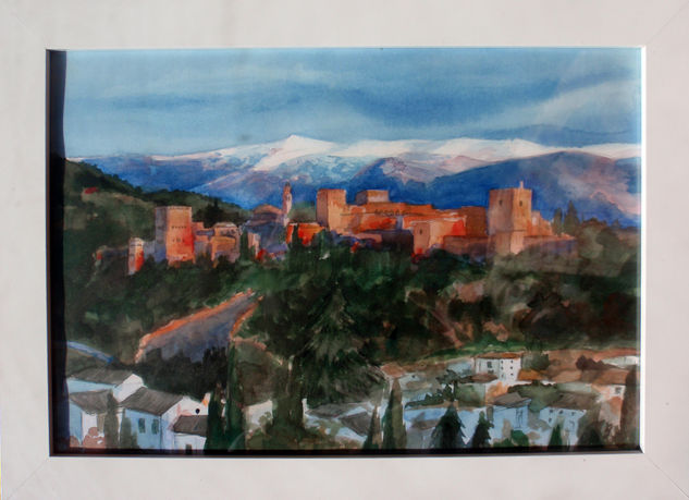 Alhambra Acuarela Papel Paisaje