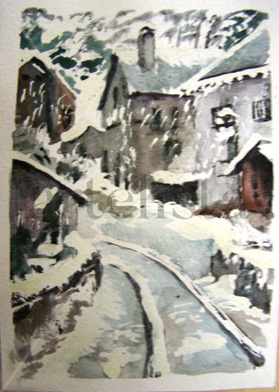 Nevando en la Vall de Boí Watercolour Paper Landscaping