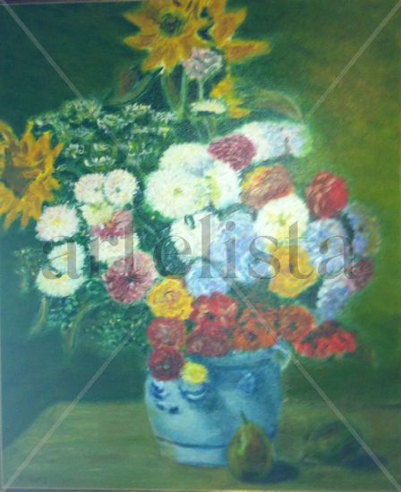 Pera y jarrón Acrylic Canvas Floral Painting