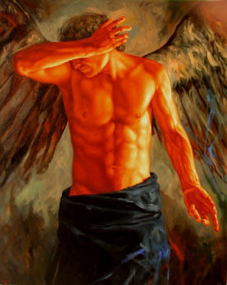 Ángel al óleo sobre lienzo