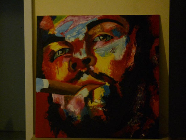 che multicolor Oil Panel Portrait