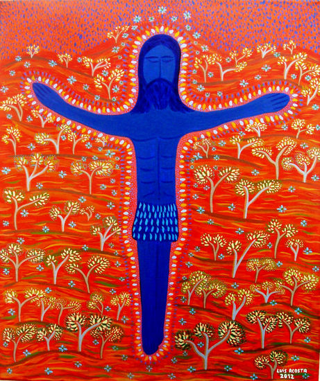 El Cristo de agua Acrylic Textile Figure Painting