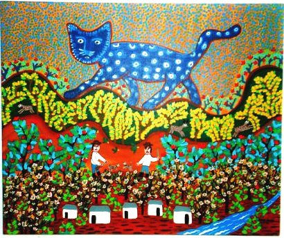 El tigre de la montaña Acrylic Textile Figure Painting