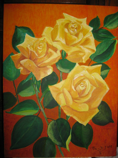 Rosas amarillas Acrylic Canvas Floral Painting