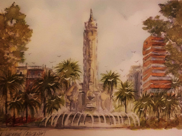 Plaza de Luceros-Alicante Watercolour Paper Landscaping