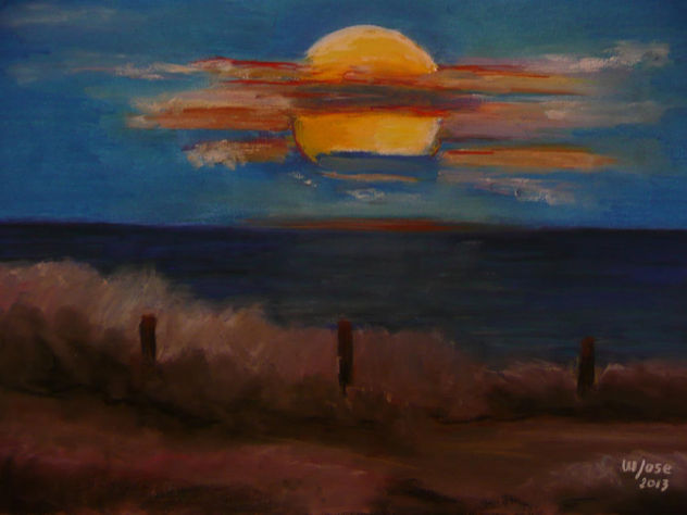 Luna llena sobre el mar