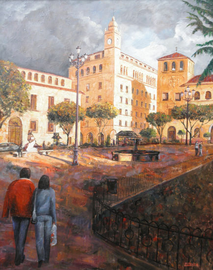 Plaza de los Bandos Oil Canvas Landscaping