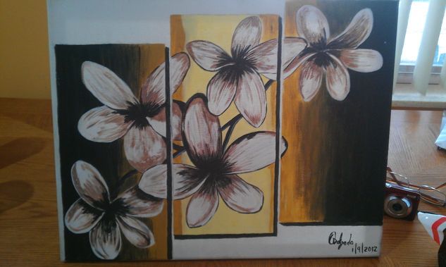 cuadro con flores Oil Panel Floral Painting