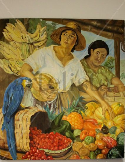 vendedoras de frutas (copia) No original Oil Canvas Landscaping