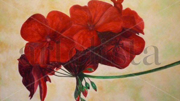 Geranios Oil Panel Floral Painting