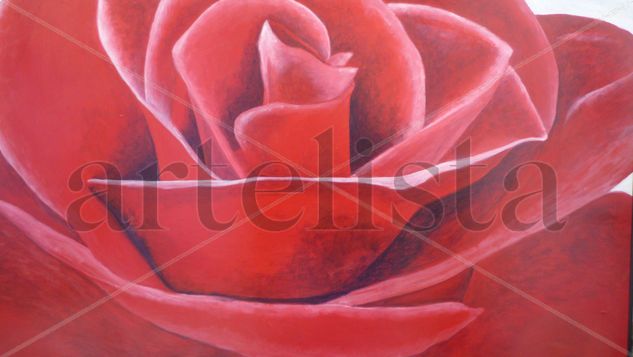 Rosa Roja Oil Panel Floral Painting