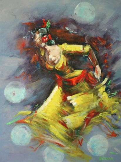 bailaora en amarillo Oil Canvas Figure Painting