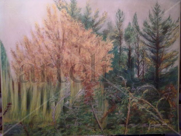 Pinar y Zarzas Pastel Papel Paisaje