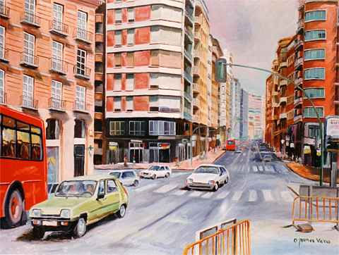Murcia, Gran Via Óleo Lienzo Paisaje