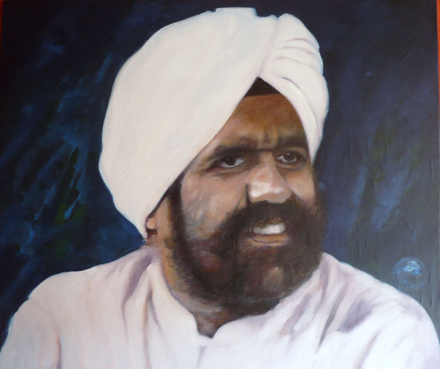 SANT RAJINDER SING JI MAJARAJI Óleo Lienzo Retrato