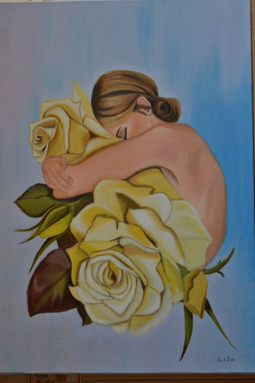 Rosa y rosas... Oil Canvas Floral Painting