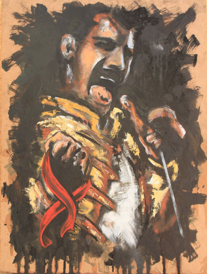 Freddie Mercury Oil Panel Portrait