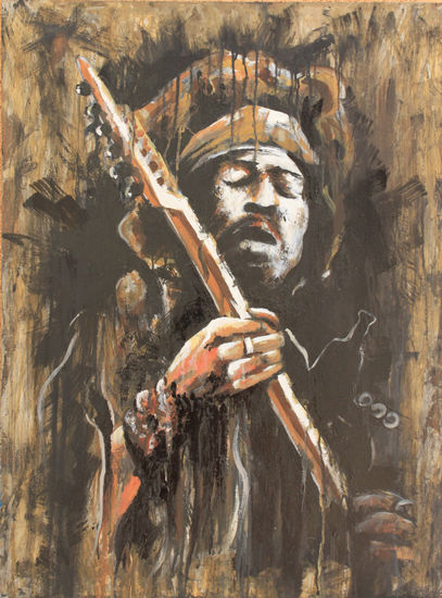 Jimmy Hendrix Oil Panel Portrait