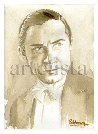 Bela Lugosi Acuarela Papel Retrato