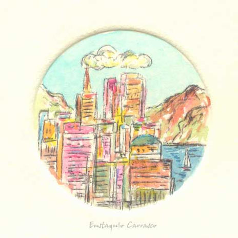 Edificios y lago