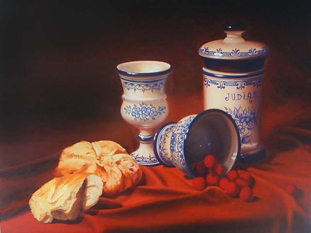 Ceramica y pan Oil Panel Still Life Paintings