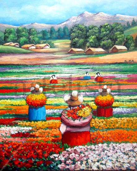 camino al pueblo Oil Canvas Landscaping