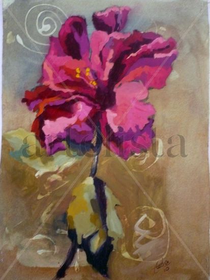 Flor Rosa Oil Canvas Floral Painting