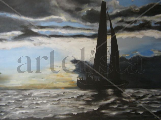 vela nera Acrylic Canvas Marine Painting