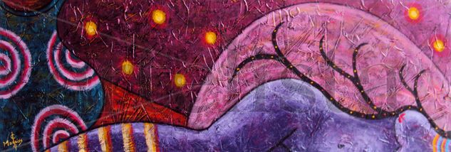 The rest of the violet muse Mixed media Textile Figure Painting