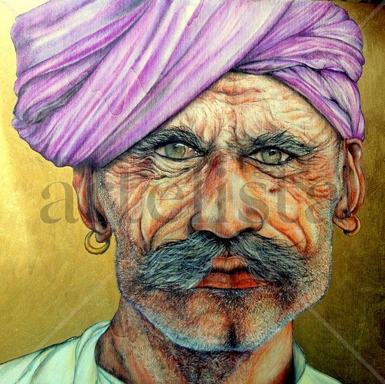 Rajasthani Pastel Tabla Retrato