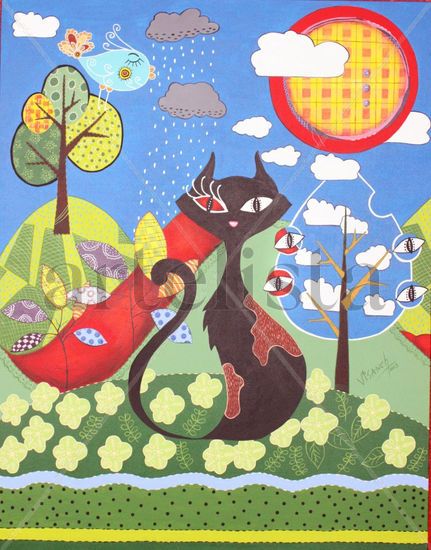 Mi gato negro Acrylic Canvas Animals