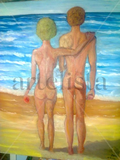 Just married Oil Canvas Marine Painting