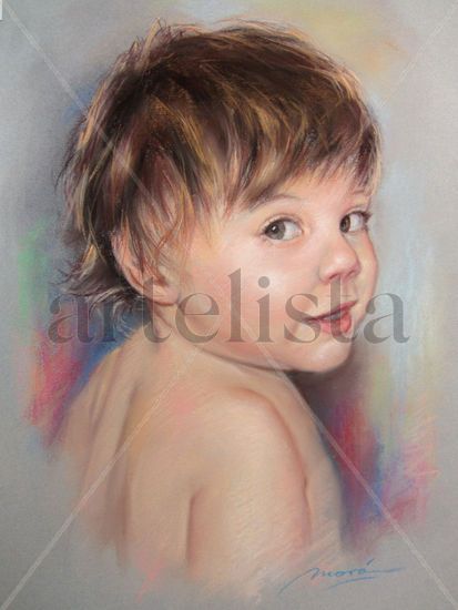 Dibujo al pastel de niña. Others