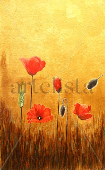 Amapolas Acrylic Panel Floral Painting