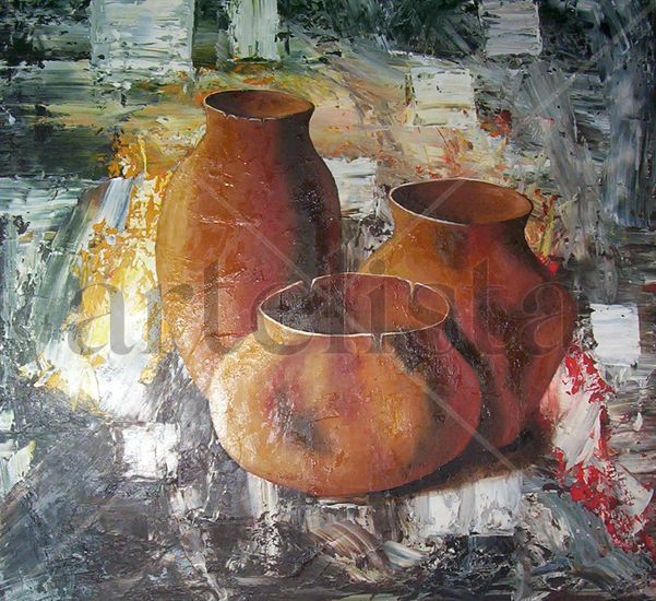 cacharros III Oil Textile Still Life Paintings